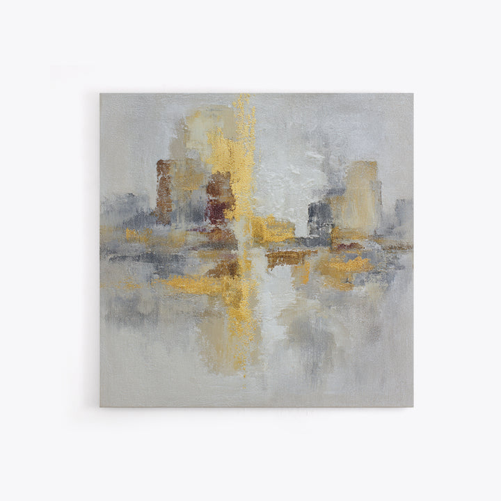 Gold Accented Abstract for Upscale Lobby Framed Canvas Print, Hotel Art, Boho Decor, Hotel Decor, Fine Art, Boutique, HOT-1x1-37