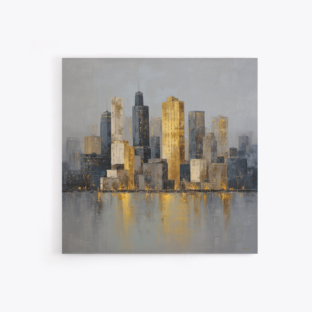 Quiet City Skyline Canvas Print, Hotel Art, Travel Poster, Hotel Decor, Abstract Art, Boutique, Minimalist Decor, HOT-1x1-50