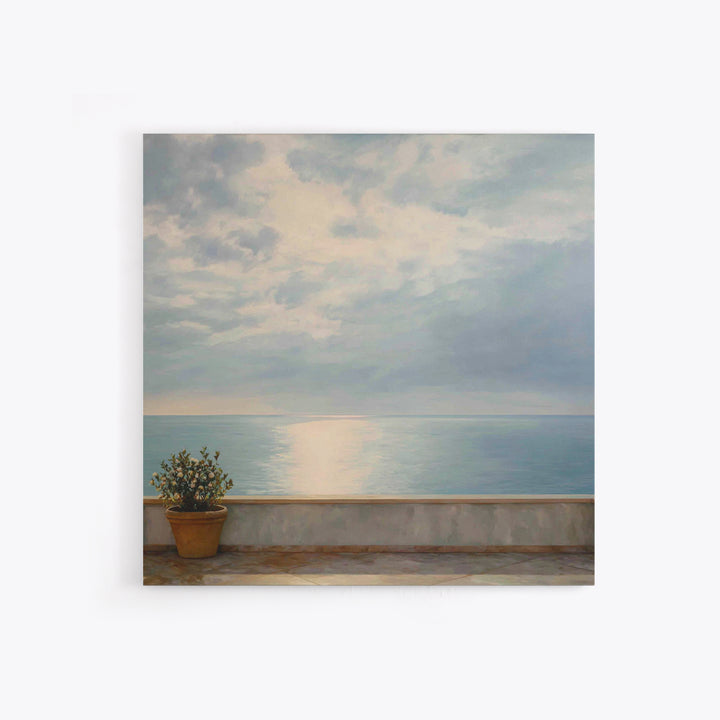 Mediterranean Terrace View Focused on Sea and Canvas Print, Hotel Art, Gallery Decor, Hotel Decor, Fine Art, Boutique, HOT-1x1-59