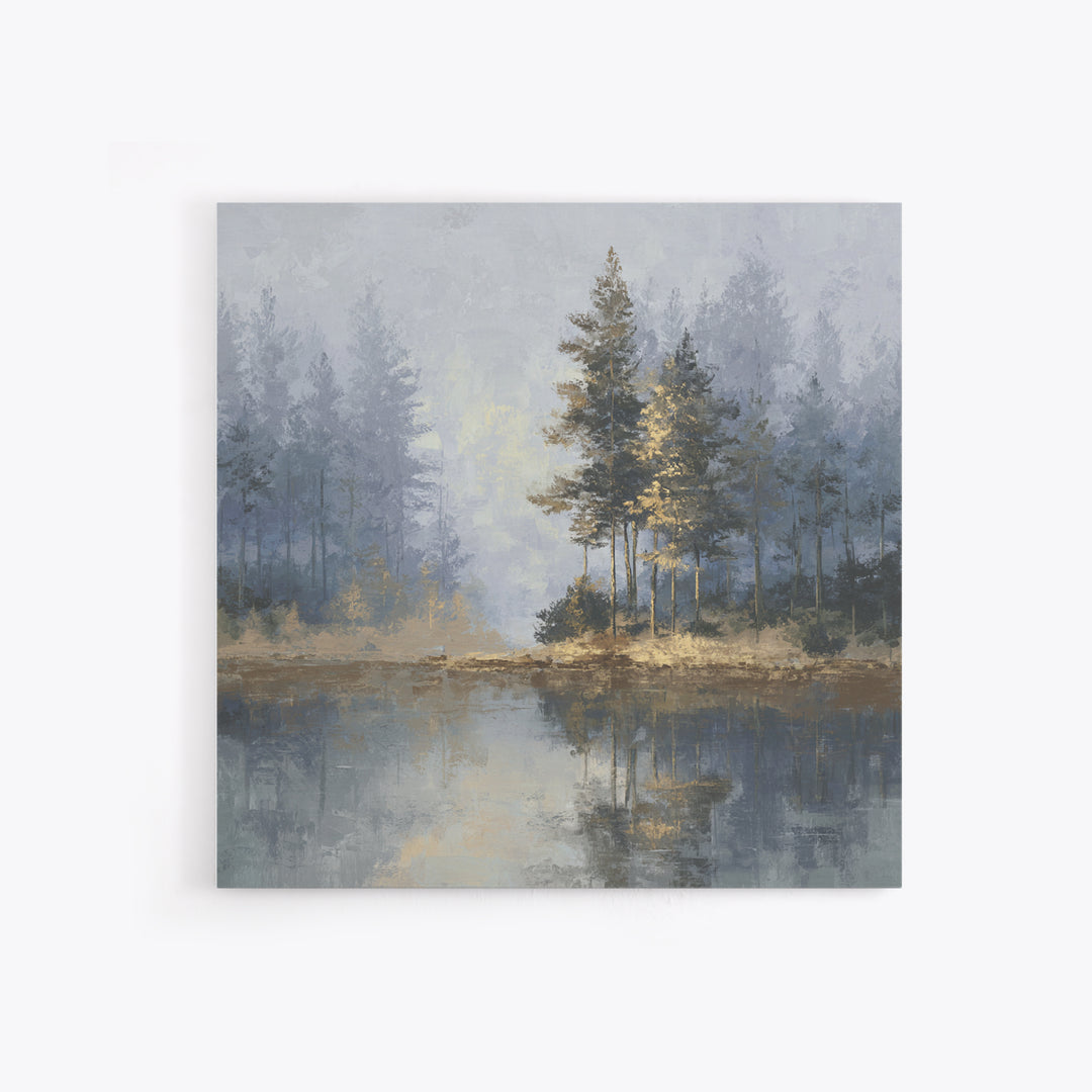 Misty Forest with Refined Calm Atmosphere Framed Canvas Print, Hotel Art, Gallery Decor, Hotel Decor, Fine Art, Boutique, HOT-1x1-62