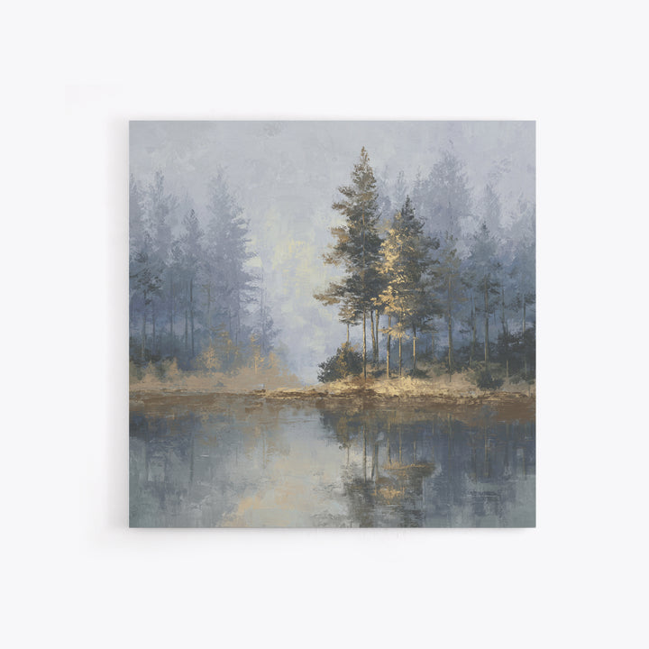 Misty Forest with Refined Calm Atmosphere Framed Canvas Print, Hotel Art, Gallery Decor, Hotel Decor, Fine Art, Boutique, HOT-1x1-62