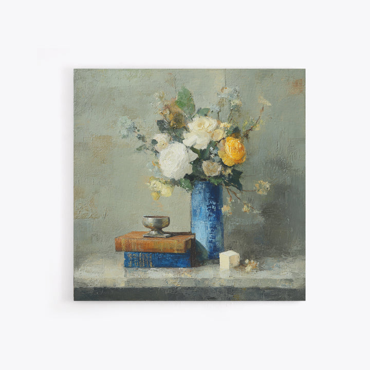 Classic Oil Painted Floral Still Life Canvas Print, Hotel Art, Statement Artwork, Hotel Decor, Fine Art, Boutique, Wall Decor, HOT-1x1-9