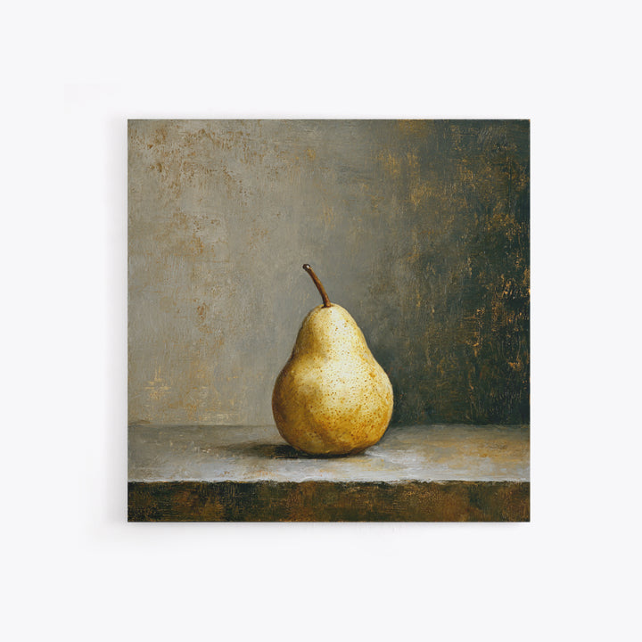 Elegant Pear Still Life on Linen Framed Canvas Print, Hotel Art, Wall Art, Hotel Decor, Abstract Art, Boutique, Framed Art, HOT-1x1-93