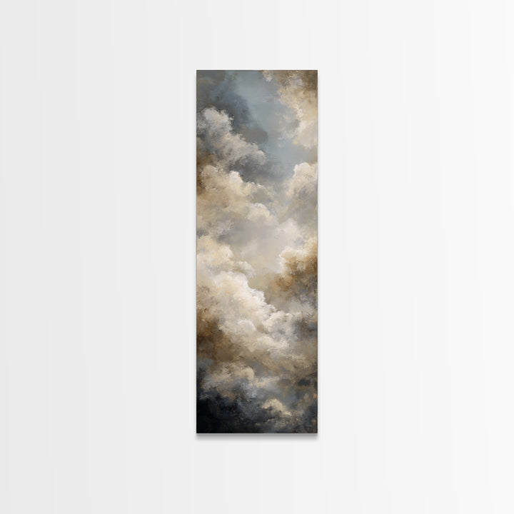 Large Cloudscape with Subtle Drama Framed Canvas Print, Hotel Art, Textured Painting, Hotel Decor, Fine Art, Boutique, HOT-1x3-29