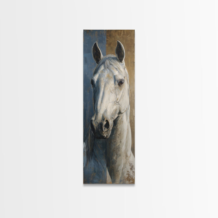 Neutral Horse Portrait Framed Canvas Print, Hotel Art, Mid Century Modern, Hotel Decor, Oil Painting, Boutique, Coastal Decor, HOT-1x3-52