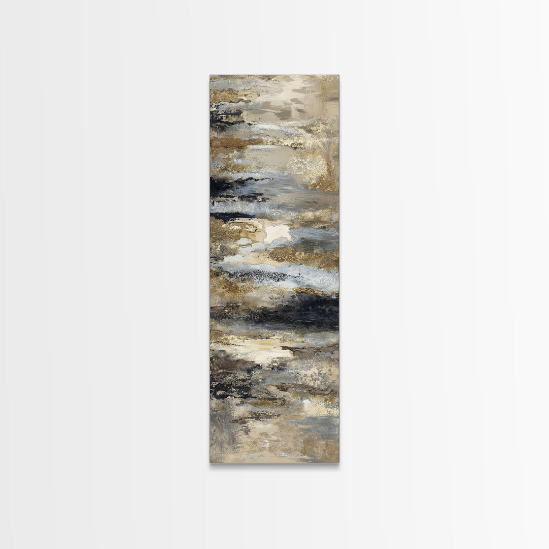 Gold Accented Abstract for Upscale Lobby Canvas Print, Hotel Art, Abstract Art, Hotel Decor, Boutique, Gallery Wall Art, HOT-1x3-73