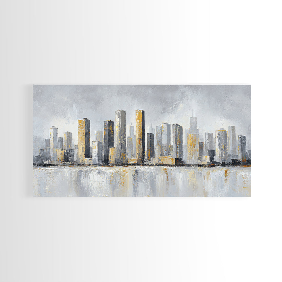 Quiet City Skyline Canvas Print, Hotel Art, Hotel Decor, Abstract Art, Boutique, Hazbin Hotel, Mid Century Modern, HOT-2x1-22