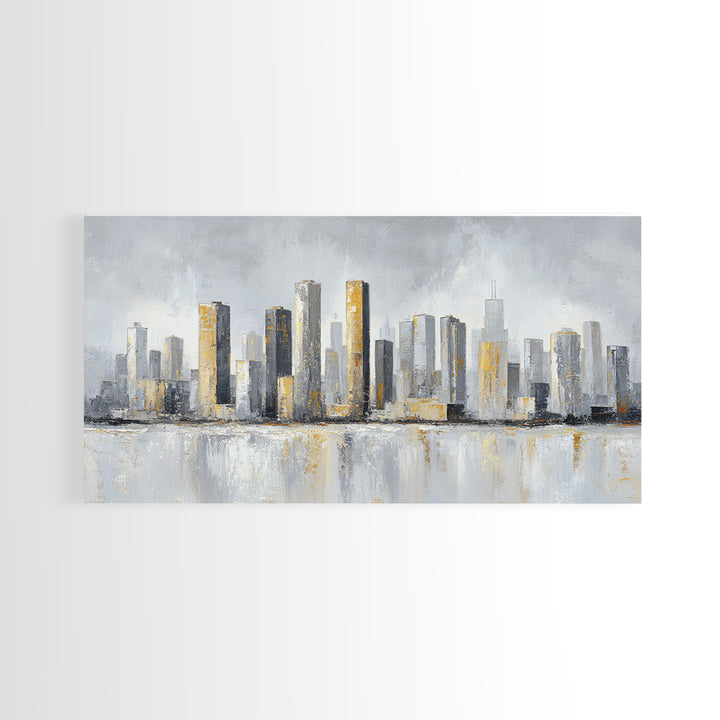 Quiet City Skyline Canvas Print, Hotel Art, Hotel Decor, Abstract Art, Boutique, Hazbin Hotel, Mid Century Modern, HOT-2x1-22