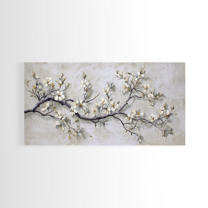 Elegant Botanical Branch on Ivory Ground Framed Canvas Print, Hotel Art, Art Print, Hotel Decor, Oil Painting, Boutique, HOT-2x1-25