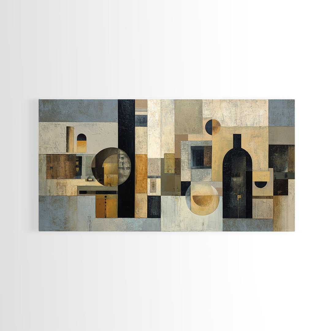 Modern Geometric Composition Framed Canvas Print, Hotel Art, Boho Decor, Hotel Decor, Fine Art, Boutique, Painting, Art Prints, HOT-2x1-27