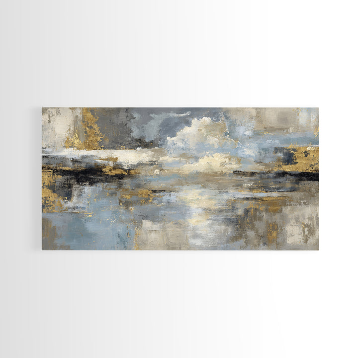 Gold Accented Abstract for Upscale Lobby Framed Canvas Print, Hotel Art, Wall Decor, Hotel Decor, Abstract Art, Boutique, HOT-2x1-33