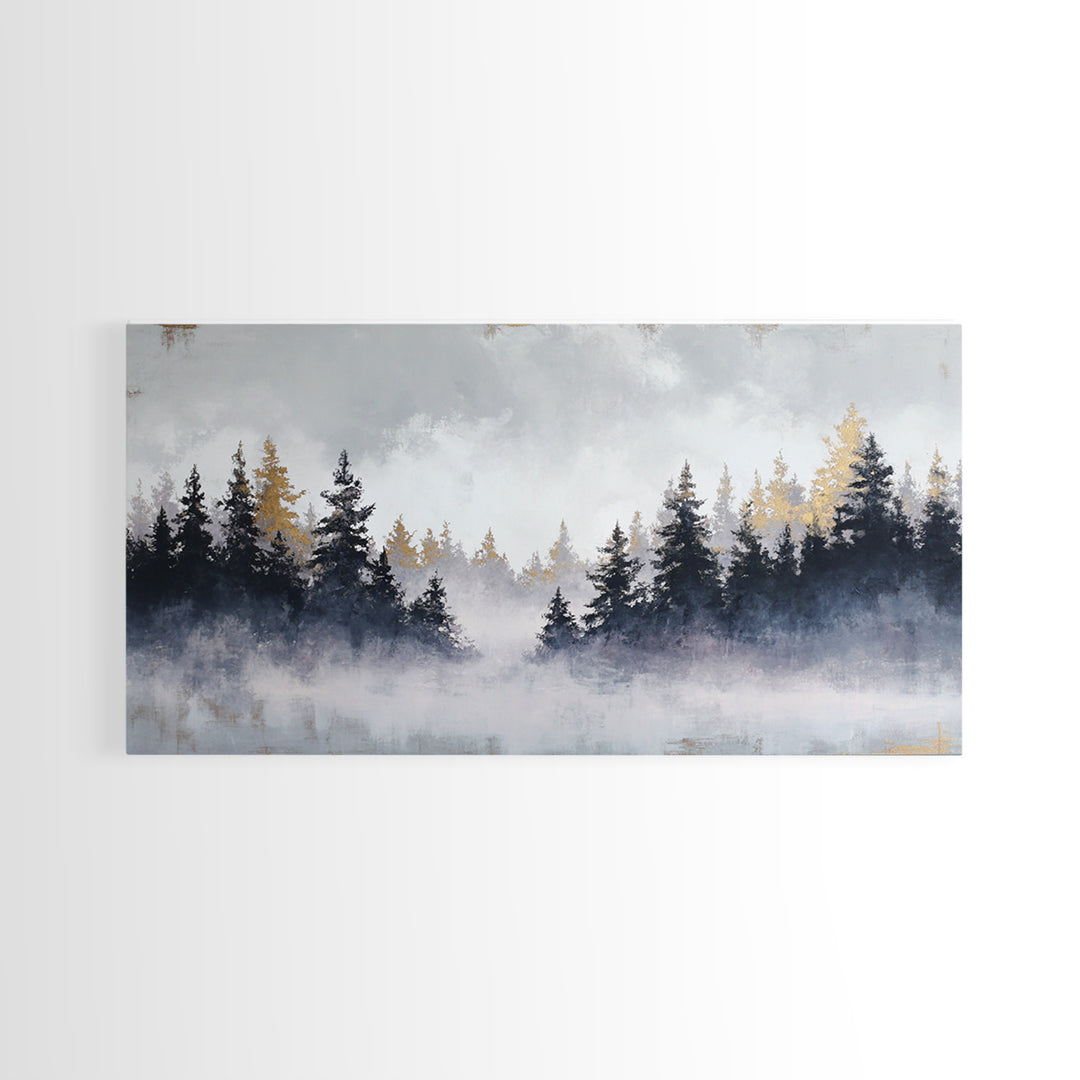 Misty Forest with Refined Calm Atmosphere Framed Canvas Print, Hotel Art, Contemporary Art, Hotel Decor, Fine Art, Boutique, HOT-2x1-34