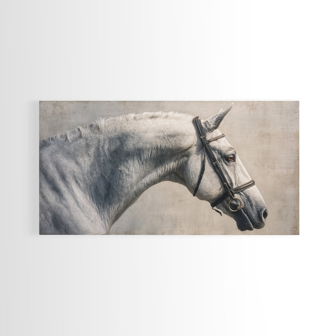 Neutral Horse Portrait Canvas Print, Hotel Art, Home Decor, Hotel Decor, Fine Art, Boutique, Framed Art, Wood Wall Art, HOT-2x1-36