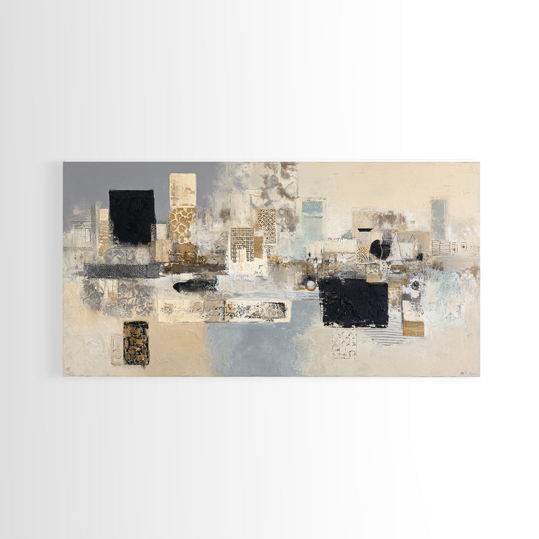 Sophisticated Neutral Abstract Framed Canvas Print, Hotel Art, Abstract Art, Hotel Decor, Fine Art, Boutique, Gallery Wall Art, HOT-2x1-45