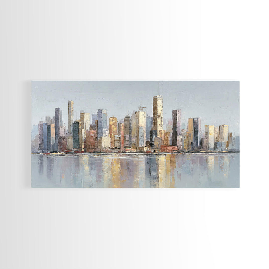 Quiet City Skyline Framed Canvas Print, Hotel Art, Poster, Hotel Decor, Fine Art, Boutique, Wood Wall Art, Printable Art, HOT-2x1-46