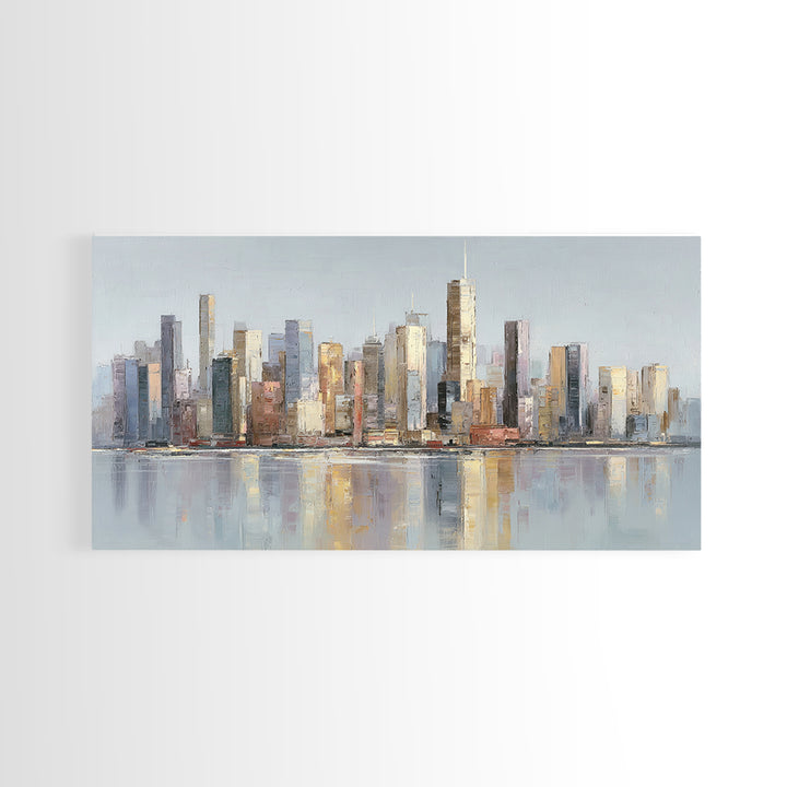 Quiet City Skyline Framed Canvas Print, Hotel Art, Poster, Hotel Decor, Fine Art, Boutique, Wood Wall Art, Printable Art, HOT-2x1-46