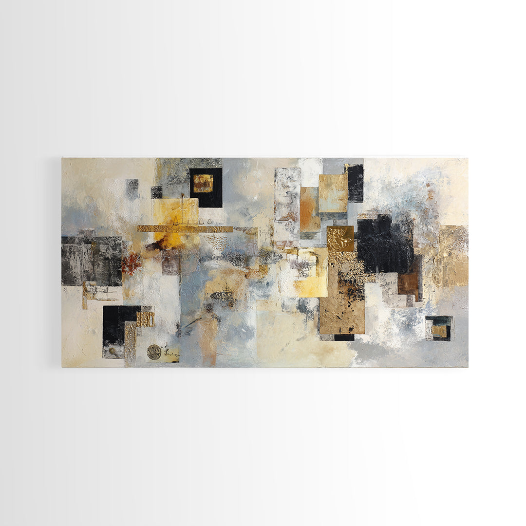 Gold Accented Abstract for Upscale Lobby Canvas Print, Hotel Art, Mid Century Modern, Hotel Decor, Abstract Art, Boutique, HOT-2x1-57