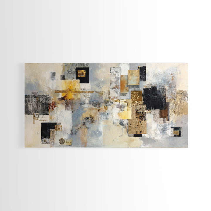 Gold Accented Abstract for Upscale Lobby Canvas Print, Hotel Art, Mid Century Modern, Hotel Decor, Abstract Art, Boutique, HOT-2x1-57