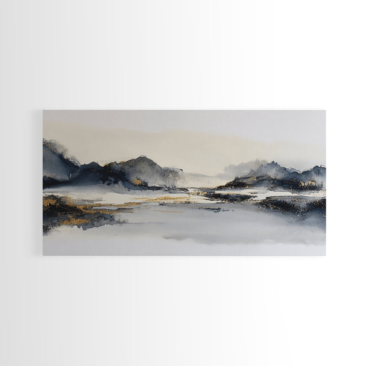 Japanese Ink Landscape Canvas Print, Hotel Art, Wall Art, Hotel Decor, Boutique, Abstract Art, Framed Art, Wood Wall Art, HOT-2x1-62