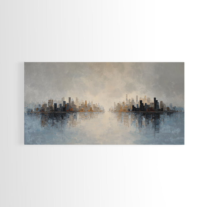 Quiet City Skyline Canvas Print, Hotel Art, Art Print, Hotel Decor, Fine Art, Boutique, Wall Sculpture, Coastal Wall Art, HOT-2x1-70