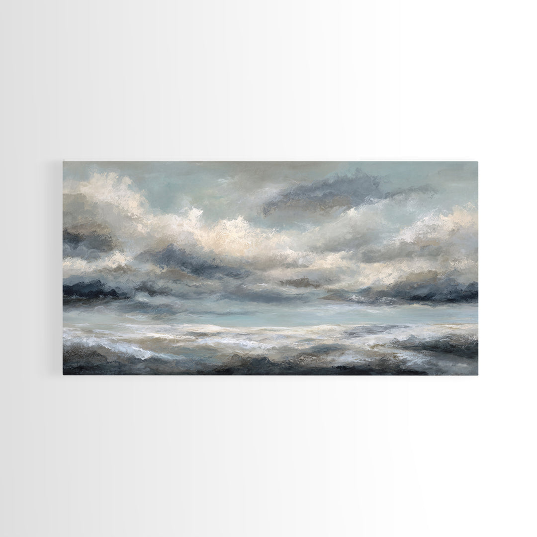 Large Cloudscape with Subtle Drama Framed Canvas Print, Hotel Art, Living Room Decor, Hotel Decor, Fine Art, Boutique, HOT-2x1-85