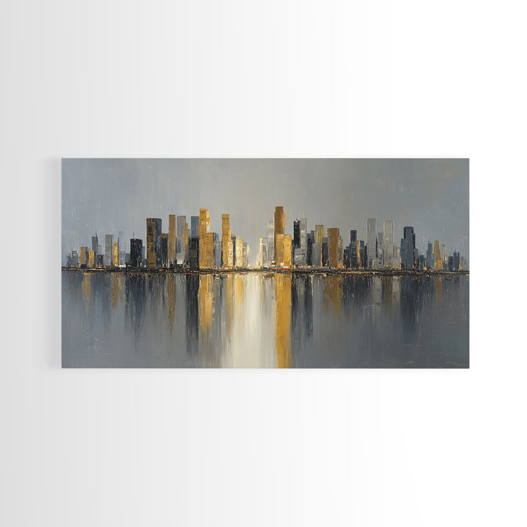 Quiet City Skyline Canvas Print, Hotel Art, Art Print, Hotel Decor, Fine Art, Boutique, Wall Sculpture, Coastal Wall Art, HOT-2x1-94