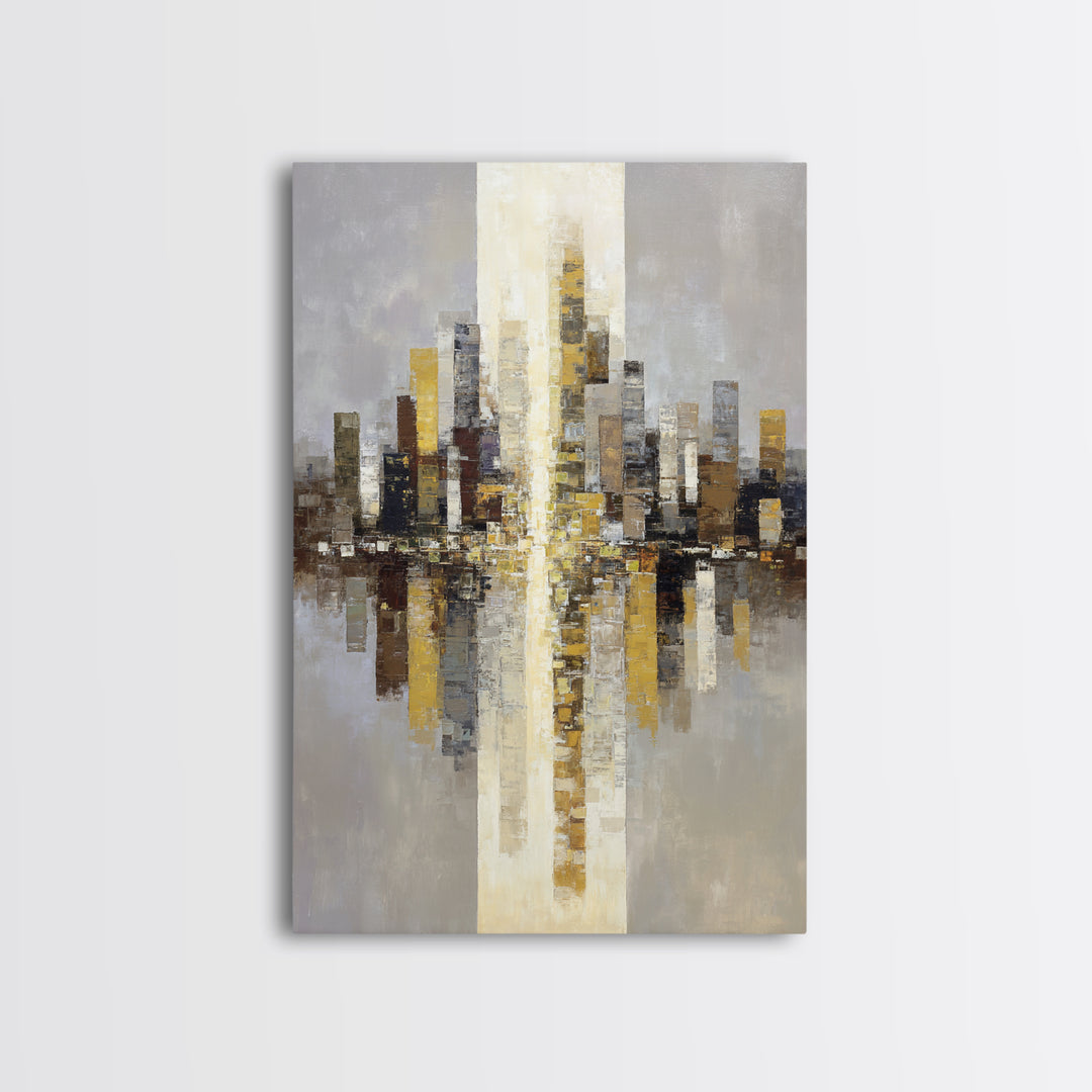 Quiet City Skyline Canvas Print, Hotel Art, Contemporary Art, Hotel Decor, Abstract Art, Boutique, Art Deco, Framed Art, HOT-2x3-10