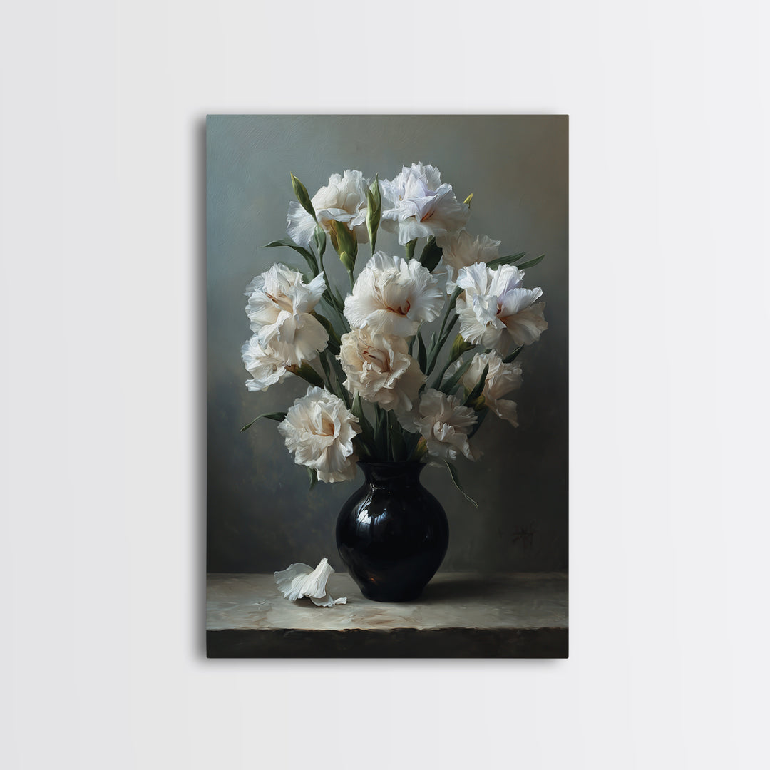 Classic Oil Painted Floral Still Life Framed Canvas Print, Hotel Art, Art Deco, Hotel Decor, Boutique, Minimalist Wall Art, HOT-2x3-17