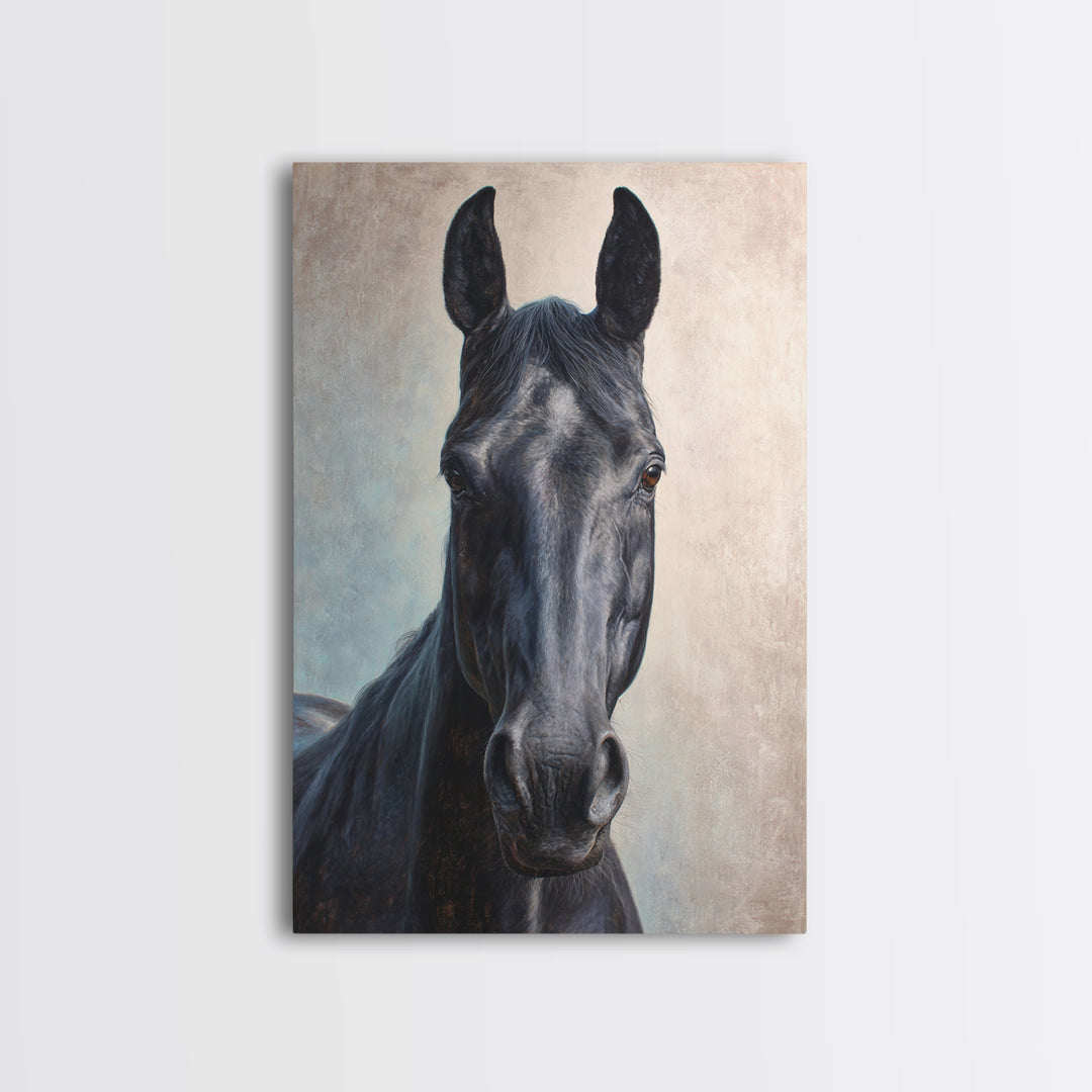 Neutral Horse Portrait Framed Canvas Print, Hotel Art, Home Decor, Hotel Decor, Fine Art, Boutique, Framed Art, Wood Wall Art, HOT-2x3-48