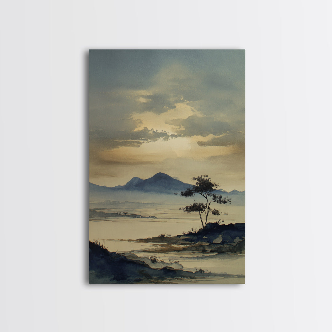 Japanese Ink Landscape Canvas Print, Hotel Art, Art, Hotel Decor, Oil Painting, Boutique, Printable Art, Living Room Decor, HOT-2x3-50