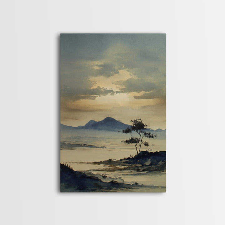 Japanese Ink Landscape Canvas Print, Hotel Art, Art, Hotel Decor, Oil Painting, Boutique, Printable Art, Living Room Decor, HOT-2x3-50