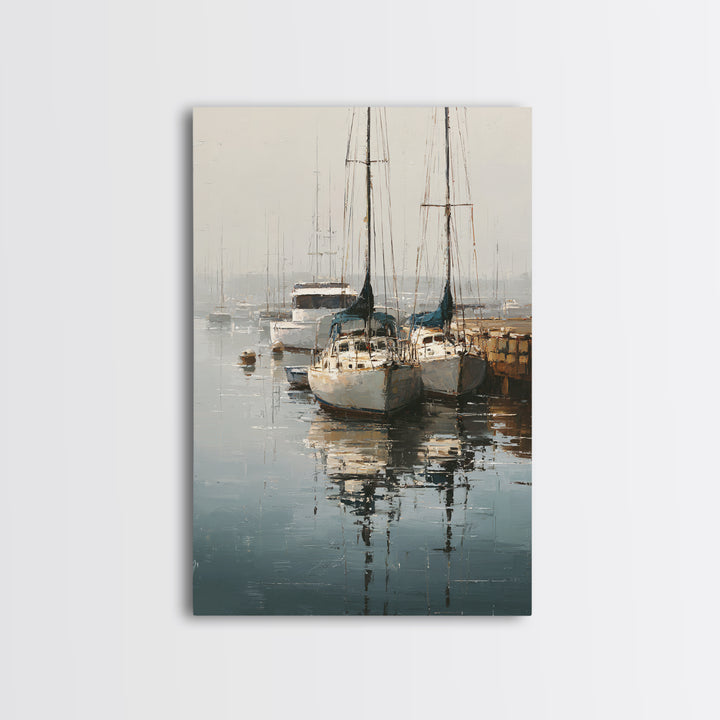 Quiet Harbor with Sailboats at Dawn Canvas Print, Hotel Art, Wall Decor, Hotel Decor, Fine Art, Boutique, Living Room Decor, HOT-2x3-54