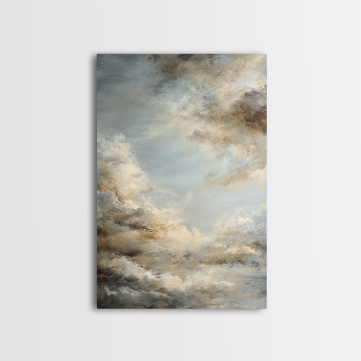 Large Cloudscape with Subtle Drama Framed Canvas Print, Hotel Art, Modern Wall Art, Hotel Decor, Boutique, Neutral Decor, HOT-2x3-73