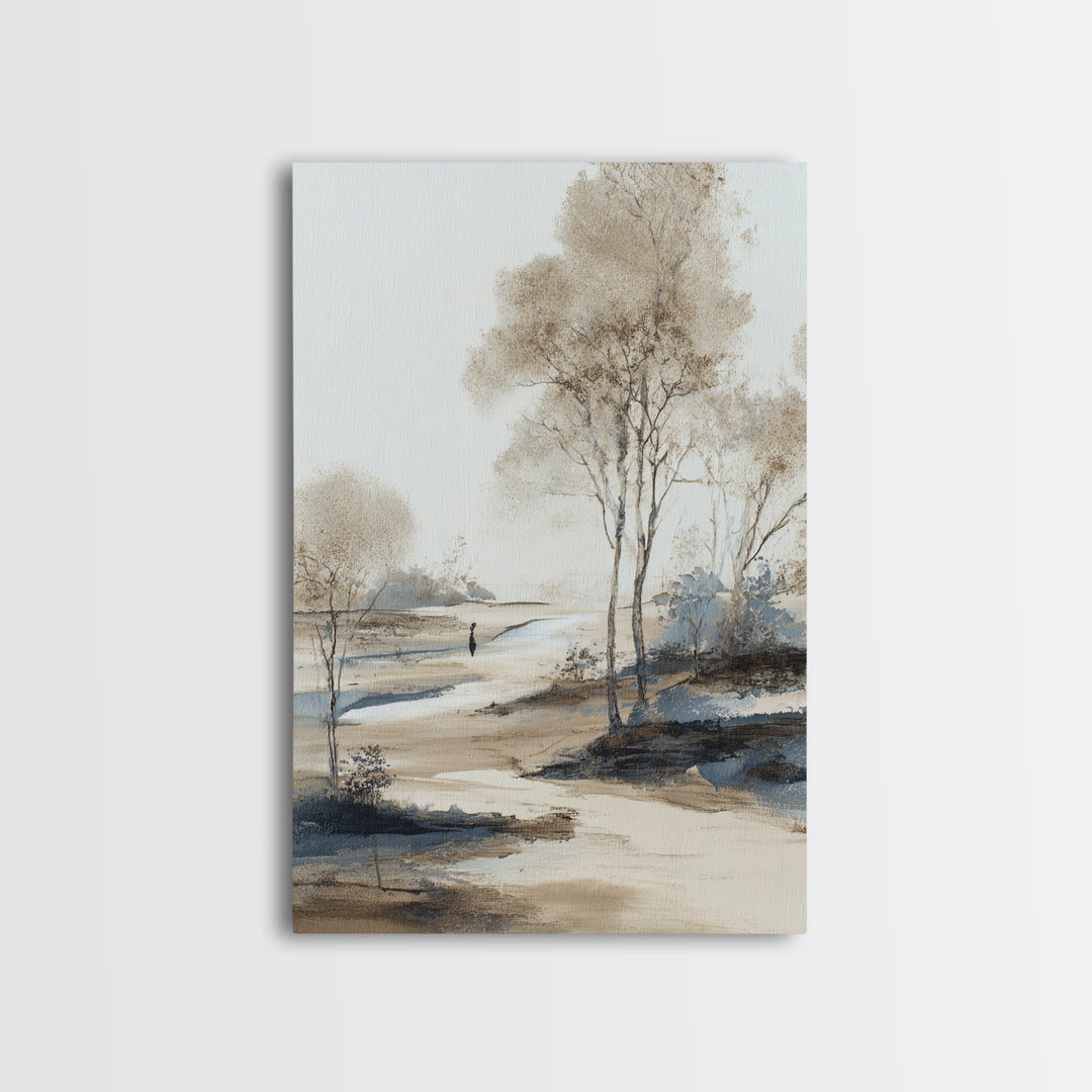Japanese Ink Landscape Framed Canvas Print, Hotel Art, Hazbin Hotel, Hotel Decor, Fine Art, Boutique, Coastal Wall Art, HOT-2x3-74