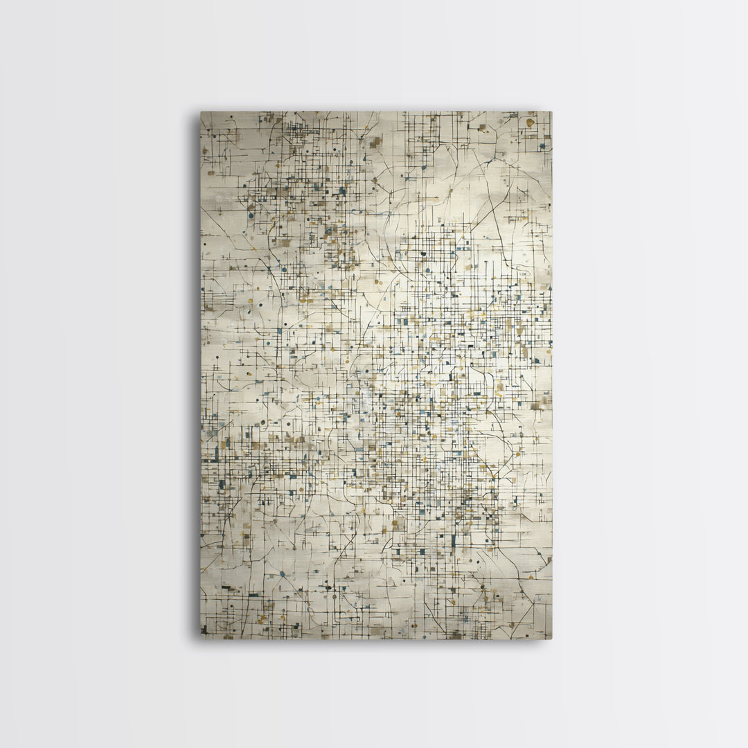 City Map Abstract Lines Without Readable Labels Framed Canvas Print, Hotel Art, Hazbin Hotel, Hotel Decor, Abstract Art, HOT-2x3-80