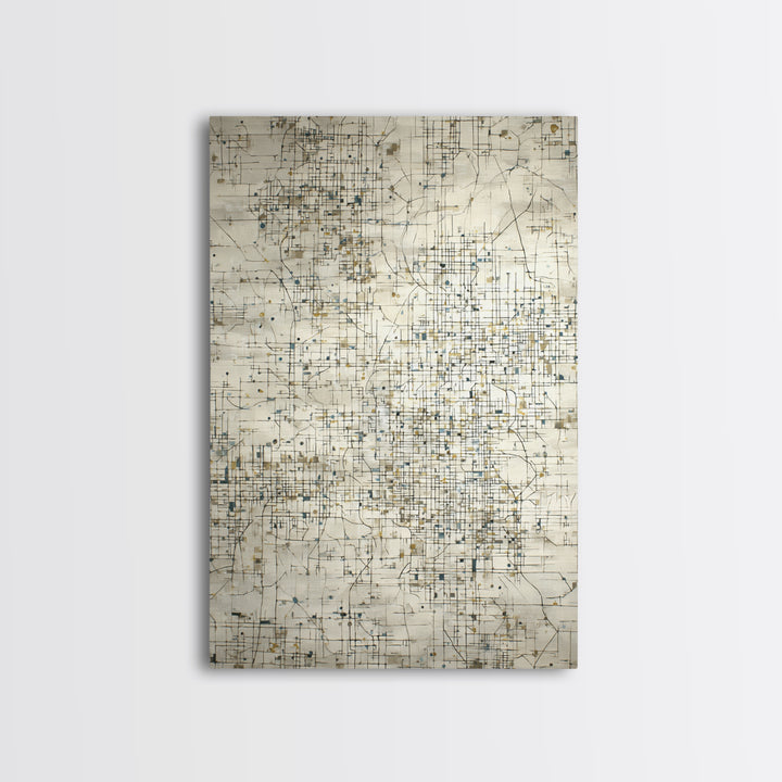 City Map Abstract Lines Without Readable Labels Framed Canvas Print, Hotel Art, Hazbin Hotel, Hotel Decor, Abstract Art, HOT-2x3-80