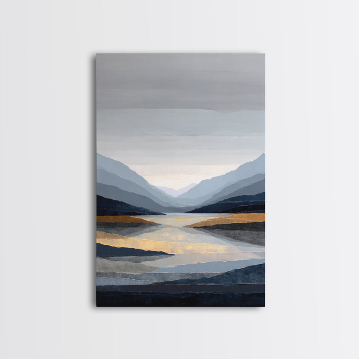 Serene Mountain Lake for Boutique Hotel Mood Framed Canvas Print, Hotel Art, Living Room Decor, Hotel Decor, Fine Art, Boutique, HOT-2x3-88