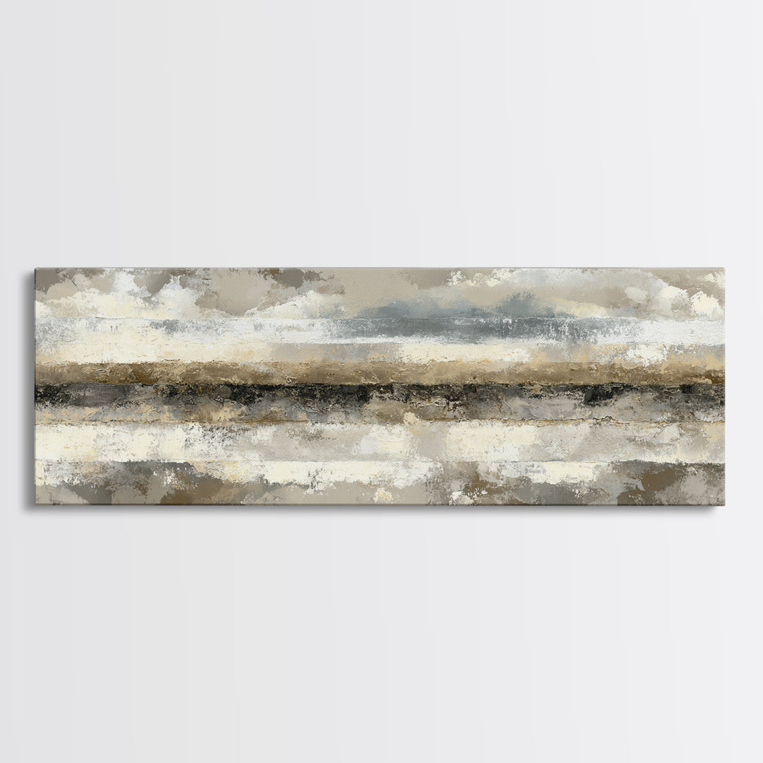 Sophisticated Neutral Abstract Framed Canvas Print, Hotel Art, Minimalist Wall Art, Hotel Decor, Abstract Art, Boutique, HOT-3x1-17