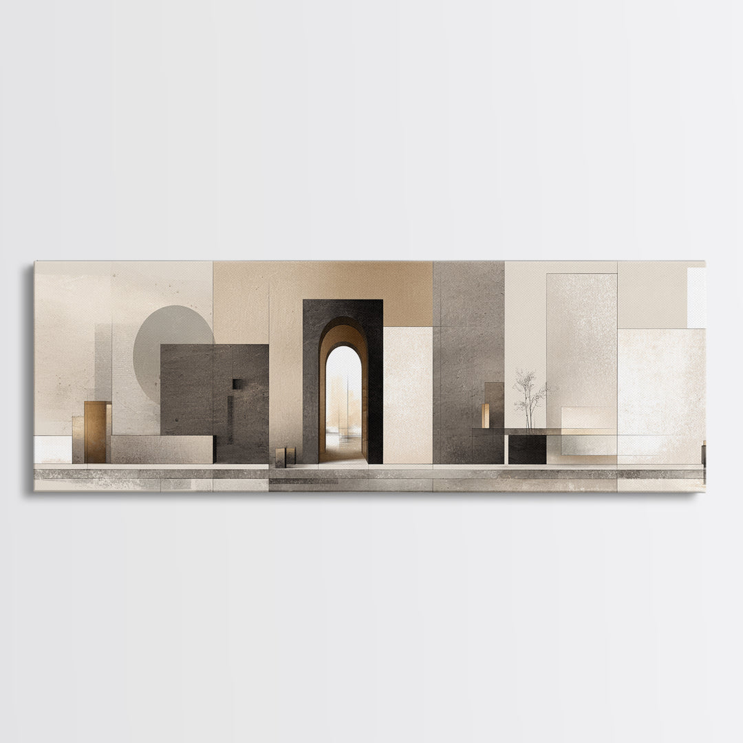 Minimal Architectural Arch Study Canvas Print, Hotel Art, Gallery Wall Set, Hotel Decor, Fine Art, Boutique, Textured Painting, HOT-3x1-20