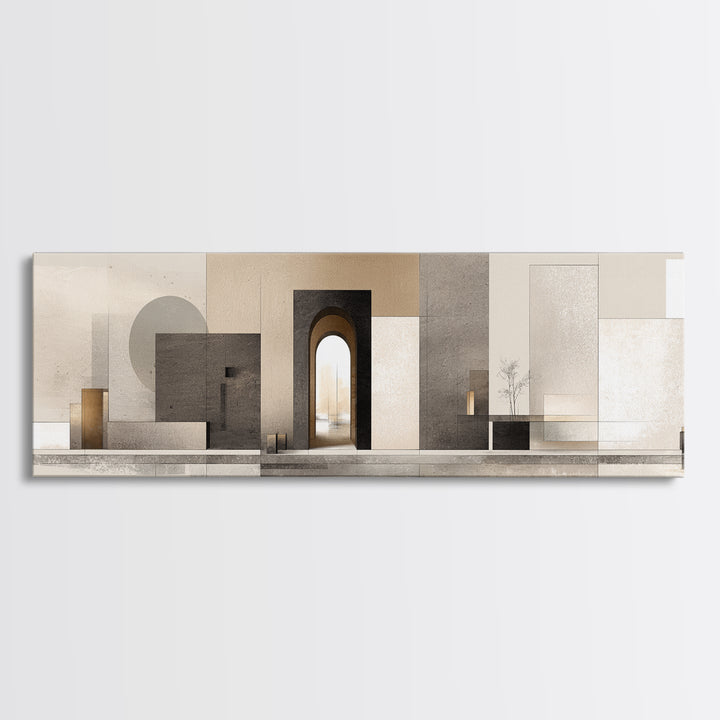 Minimal Architectural Arch Study Canvas Print, Hotel Art, Gallery Wall Set, Hotel Decor, Fine Art, Boutique, Textured Painting, HOT-3x1-20