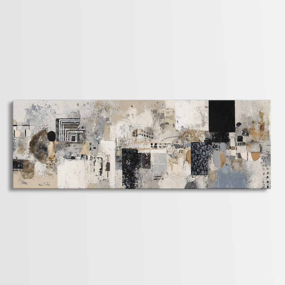 Modern Geometric Composition Framed Canvas Print, Hotel Art, Room Decor, Hotel Decor, Abstract Art, Boutique, Art Print, HOT-3x1-23