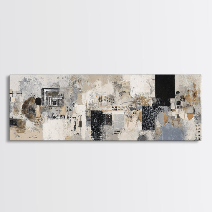 Modern Geometric Composition Framed Canvas Print, Hotel Art, Room Decor, Hotel Decor, Abstract Art, Boutique, Art Print, HOT-3x1-23