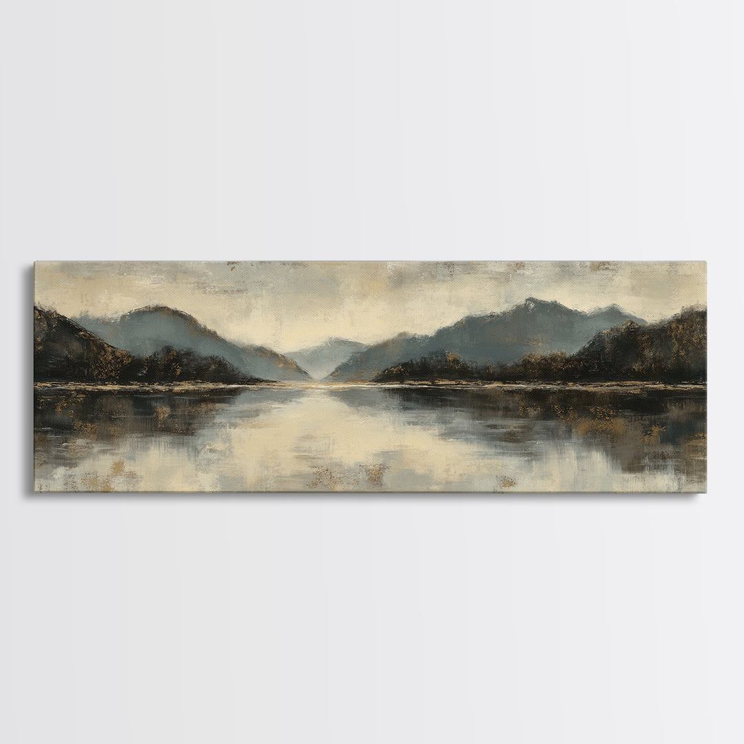Serene Mountain Lake for Boutique Hotel Mood Canvas Print, Hotel Art, Travel Poster, Hotel Decor, Fine Art, Boutique, HOT-3x1-24