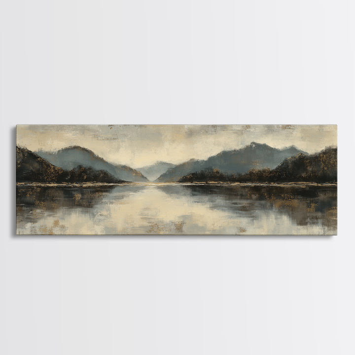 Serene Mountain Lake for Boutique Hotel Mood Canvas Print, Hotel Art, Travel Poster, Hotel Decor, Fine Art, Boutique, HOT-3x1-24
