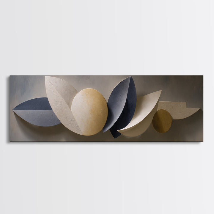Minimal Sculpture Shapes Framed Canvas Print, Hotel Art, City Wall Art, Hotel Decor, Abstract Art, Boutique, Minimalist Decor, HOT-3x1-28