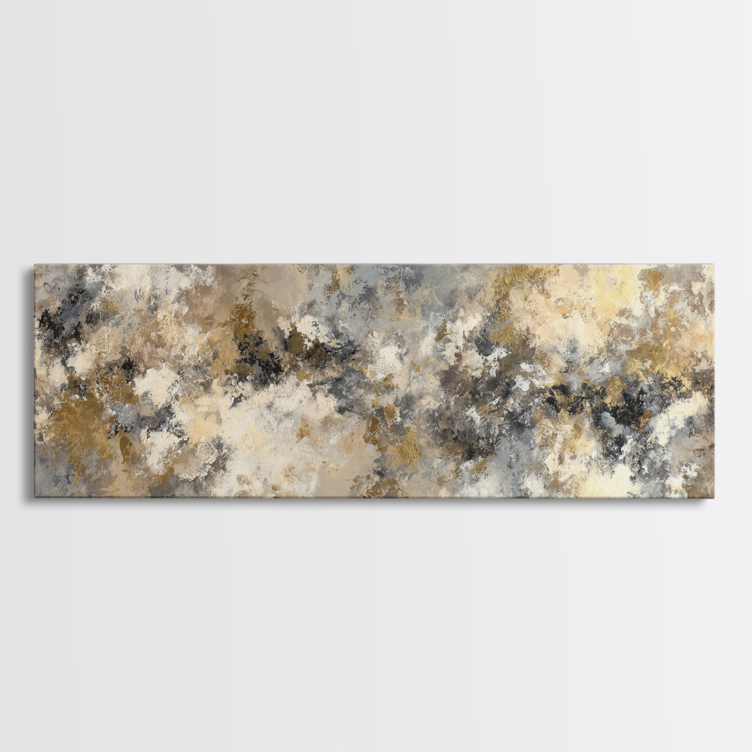 Gold Accented Abstract for Upscale Lobby Canvas Print, Hotel Art, Coastal Wall Art, Hotel Decor, Boutique, Fine Art Print, HOT-3x1-29