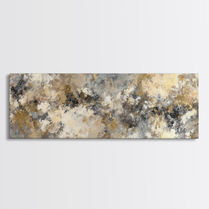 Gold Accented Abstract for Upscale Lobby Canvas Print, Hotel Art, Coastal Wall Art, Hotel Decor, Boutique, Fine Art Print, HOT-3x1-29