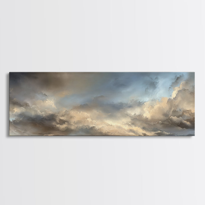 Large Cloudscape with Subtle Drama Canvas Print, Hotel Art, Coastal Decor, Hotel Decor, Fine Art, Boutique, Statement Artwork, HOT-3x1-33