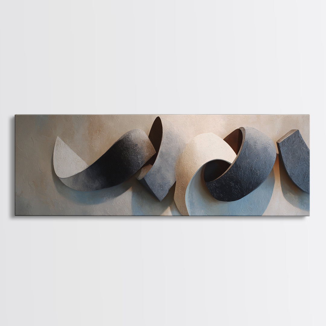 Minimal Sculpture Shapes Canvas Print, Hotel Art, Beach Decor, Hotel Decor, Abstract Art, Boutique, Boho Decor, HOT-3x1-4