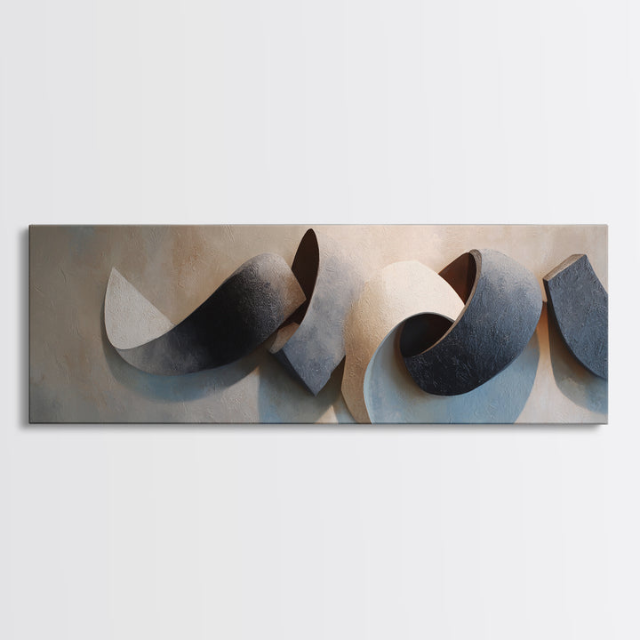 Minimal Sculpture Shapes Canvas Print, Hotel Art, Beach Decor, Hotel Decor, Abstract Art, Boutique, Boho Decor, HOT-3x1-4